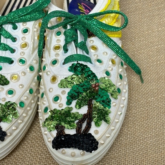 Glitzies Womens Sneakers Shoes Size 6 1/2 Tropical Bling Rhinestone Sequins VTG - Picture 7 of 15